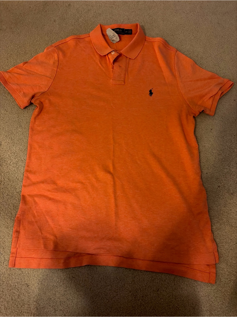 Polo by Ralph Lauren Orange Men's Polo Shirt with Navy Logo